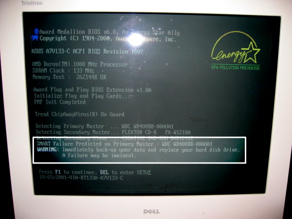 SMART errors on the BIOS screen
